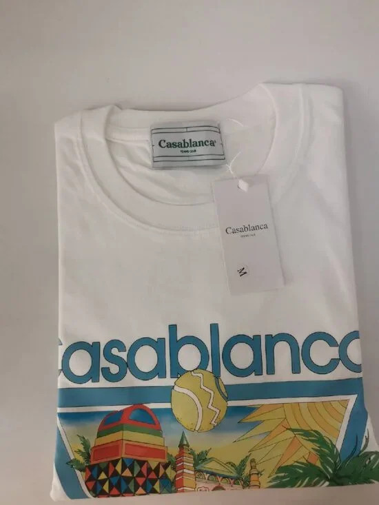 Casablanca Short Sleeve T-Shirt Stylish Crew Neck Tee Unisex - Picture 3 of 4